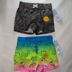 Cat & Jack Baby swim trunks bundle 18m Dinosaur swim shorts lot of 2 NWT